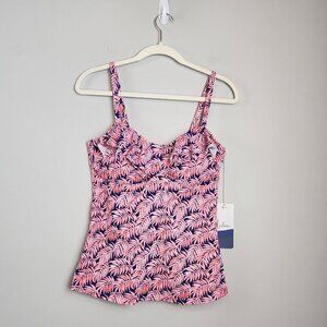 New Leilani sz 12 swim tankini navy pink tropical print
